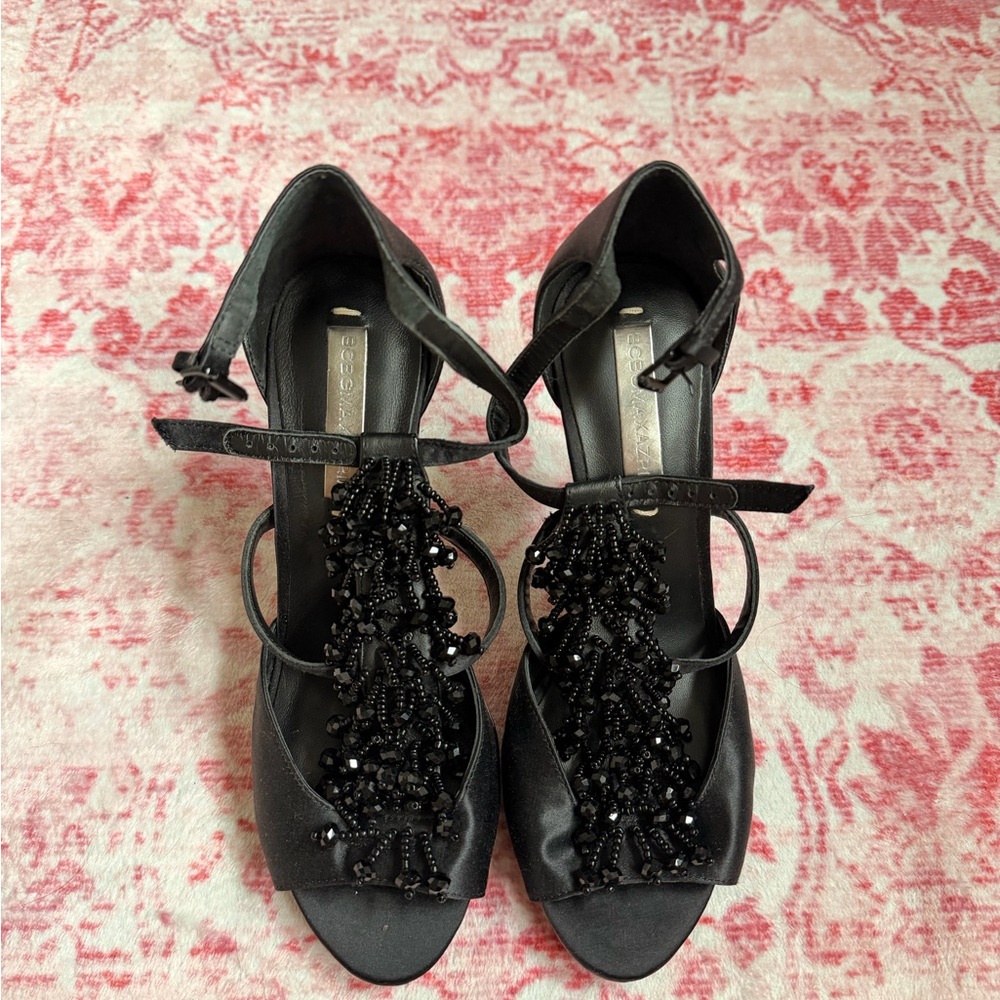 BCBGMaxAzria Black Beaded Heels